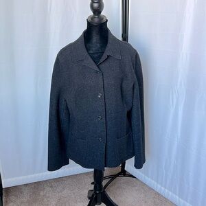 Lord & Taylor Wool Blend Dark Gray Long Sleeved Button Down Blazer/Sweater
